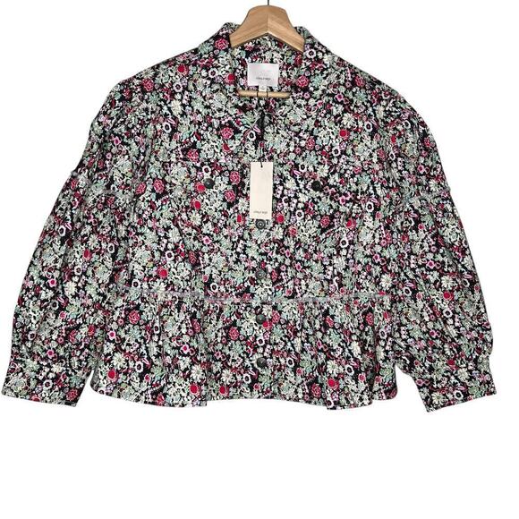 New Women’s Cinq A Sept Party-Print Peplum Lizzie Jacket Size 8 - Picture 2 of 8